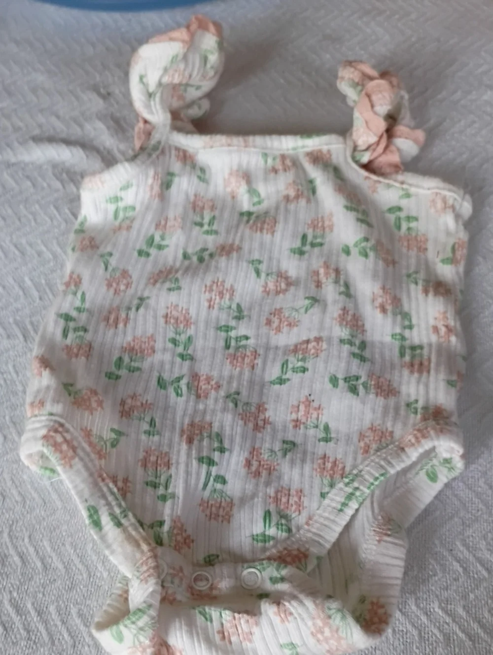 Catherine Malandrino White Baby One-Piece with Peach Floral Print